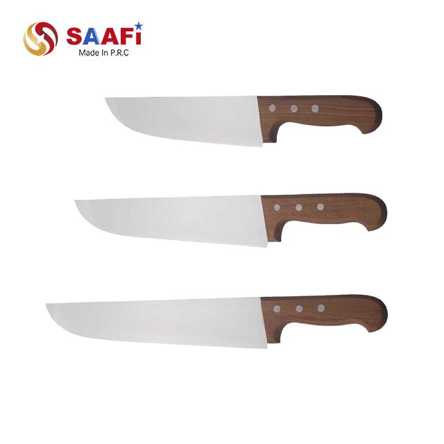 Tritatutto da cucina in acciaio inossidabile 3Cr con impugnatura in legno a tripla rivettatura