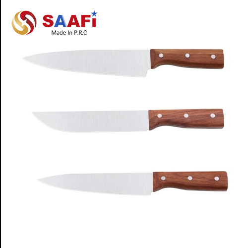 ست چاقوی سرآشپز دسته چوبی – استیل ضد زنگ 3کروم، ضخامت تیغه 2 میلی متر، 8 طرح برای آشپزخانه های حرفه ای