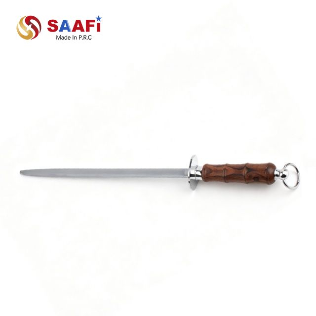 Premium Wooden Handle Honing Steel – Propesyonal na Stainless Sharpening Rod para sa Chef Knives