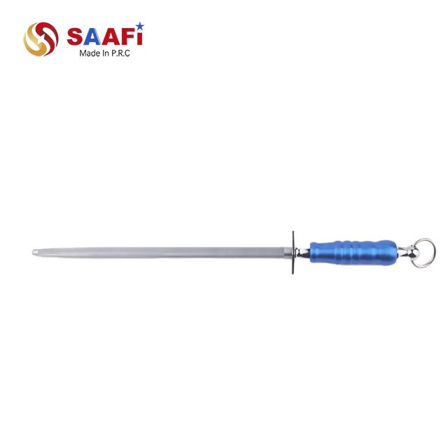 Que m&agrave;i giũa bằng th&eacute;p kh&ocirc;ng gỉ bền bỉ với tay cầm m&agrave;u xanh tiện dụng - Th&eacute;p m&agrave;i dao cho đầu bếp