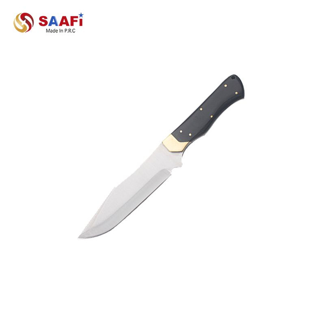 Cuchillo de caza de hoja fija resistente con mango de madera para supervivencia al aire libre
